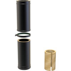 6" inch Black Twin wall Flue Long Adjustable Pipe 530-880mm 