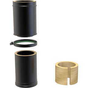 6" inch Black Twin wall Flue Medium Adjustable Pipe 350-530mm 
