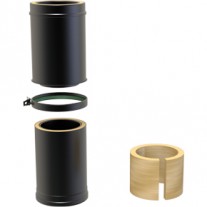 6" inch Black Twin wall Flue Medium Adjustable Pipe 350-530mm 