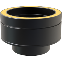 8" inch Black twin wall flue - Flat Stove Adapter, Single wall to twin wall 
