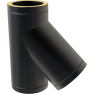 5" inch Black Twin wall Flue 135 degree Tee 